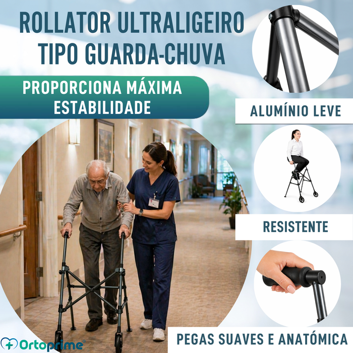 Andarilho Alumínio Dobrável Tipo Guarda-Chuva | Regulável