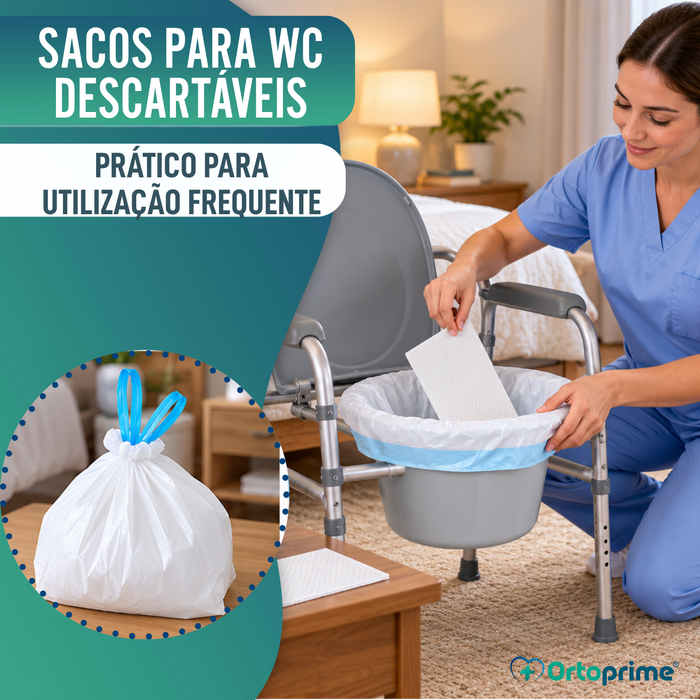 Sacos Descartáveis para Sanita com Almofadas e Pegas | Pacote de 50