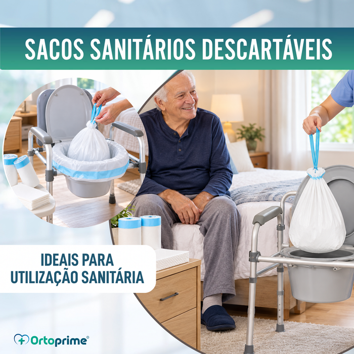 Sacos Descartáveis para Sanita com Almofadas e Pegas | Pacote de 50