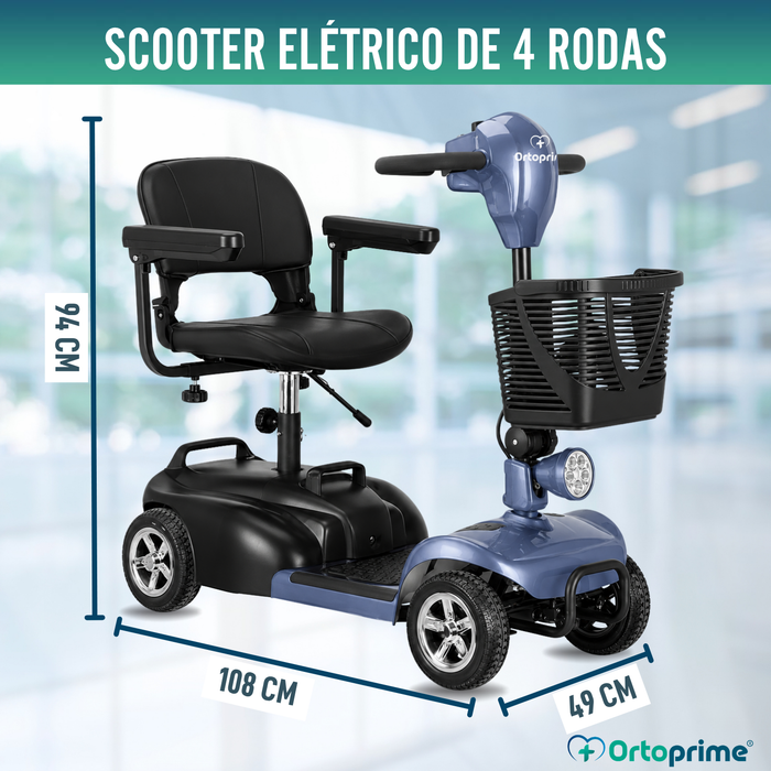 Scooter Elétrico Desmontável 4 Rodas com Bateria Amovível