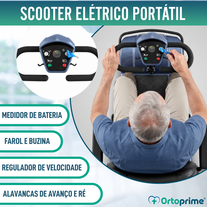 Scooter Elétrico Desmontável 4 Rodas com Bateria Amovível