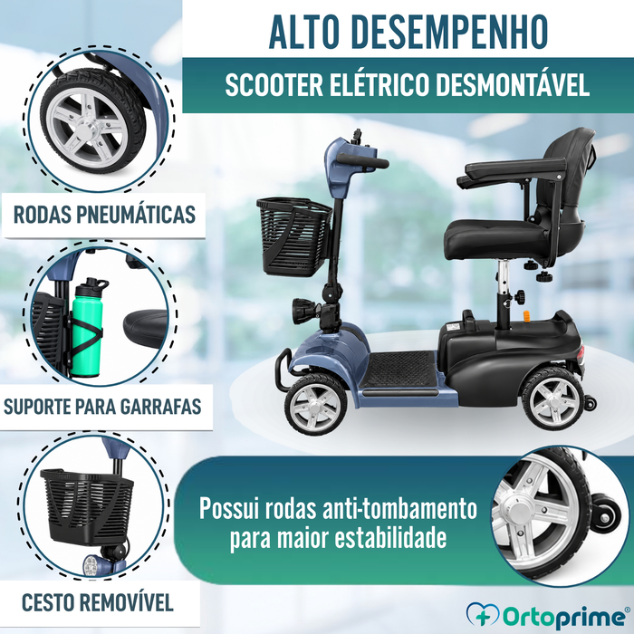 Scooter Elétrico Desmontável 4 Rodas com Bateria Amovível