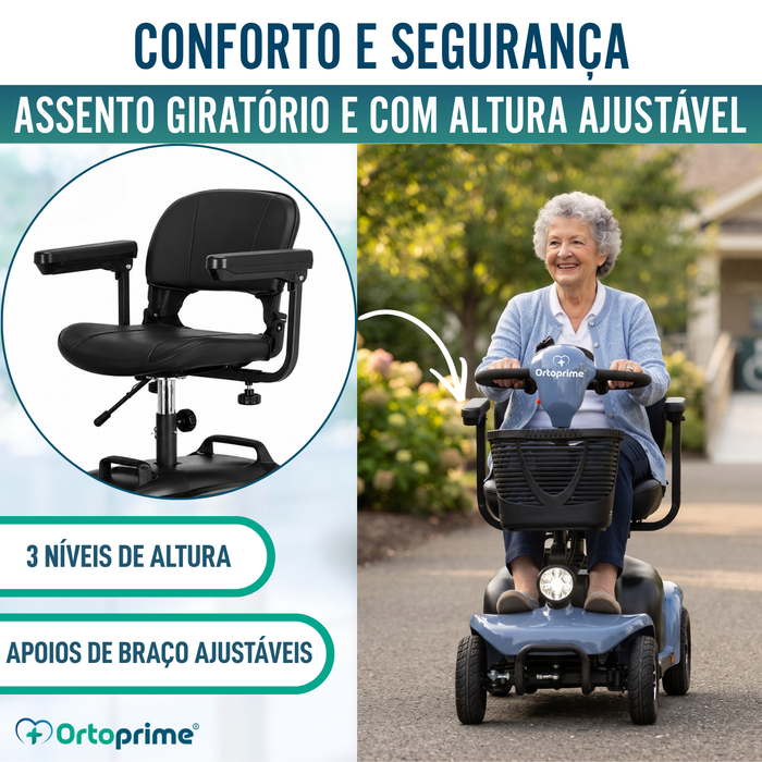 Scooter Elétrico Desmontável 4 Rodas com Bateria Amovível