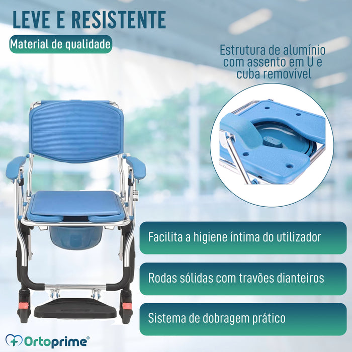 Cadeira de Rodas Dobrável com Sanita Incorporada e Extraível
