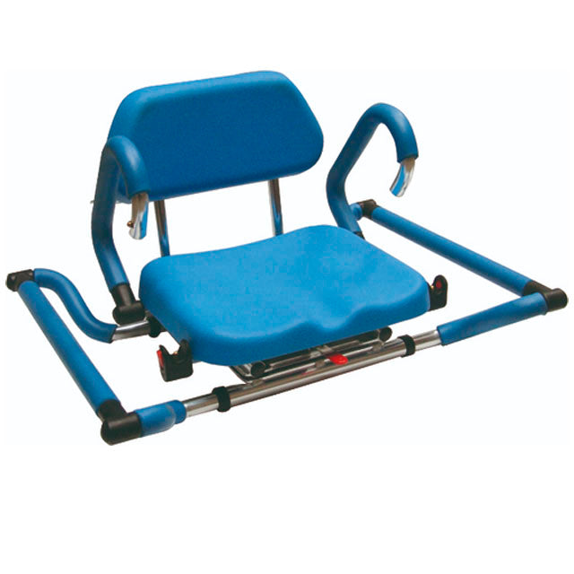 Cadeira de Banheira Giratória Ajustável com Assento Acolchoado e Apoios de Braços
