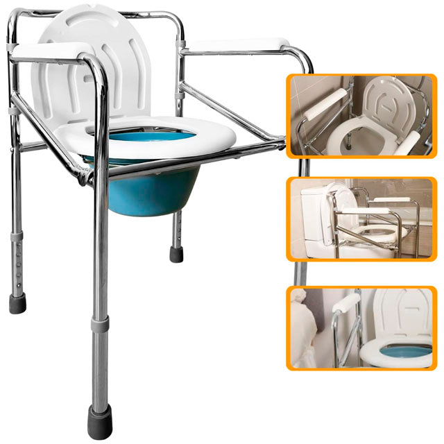 Cadeira de WC Portátil com Urinol Incorporado e Regulável em Altura