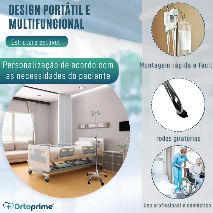 Porta-Soro Hospitalar Portátil Profissional e Doméstico