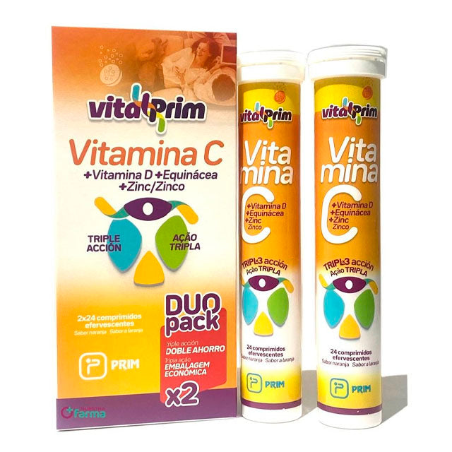 Vitamina C Efervescente Ação Tripla | Pack Duplo 48 Comprimidos