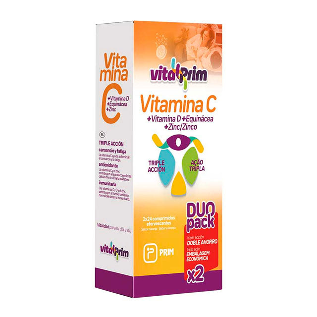 Vitamina C Efervescente Ação Tripla | Pack Duplo 48 Comprimidos