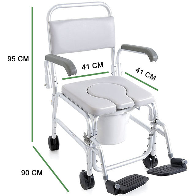 Cadeira de Rodas Sanitária para Duche com Depósito