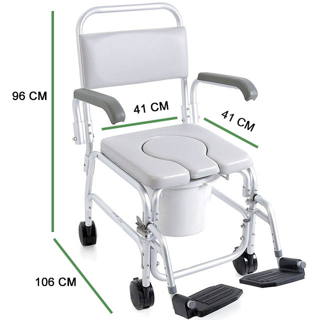 Cadeira de Rodas Sanitária para Duche com Depósito